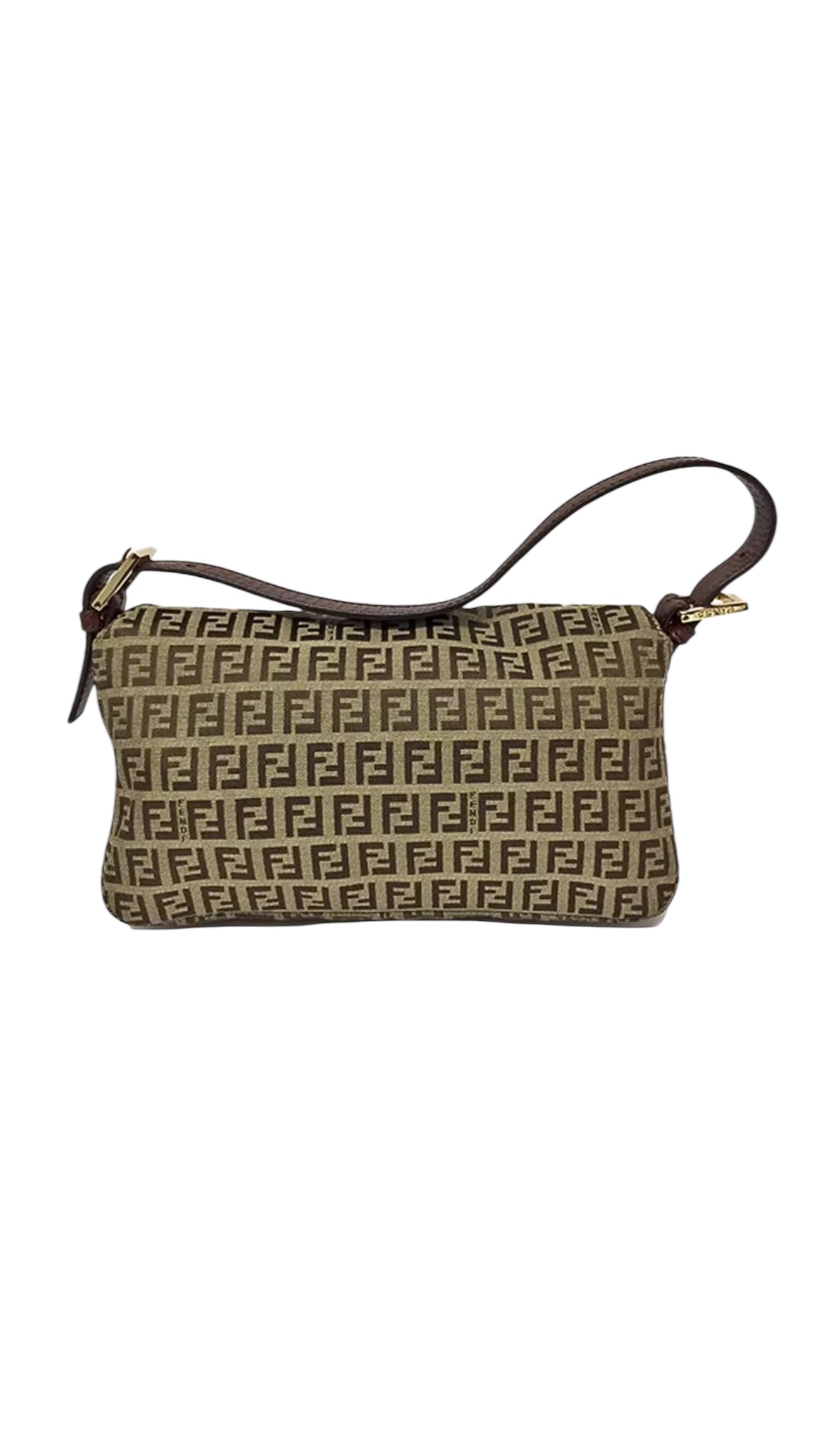 FENDI Zucchino Mamma Baguette Brown Gold Hardware