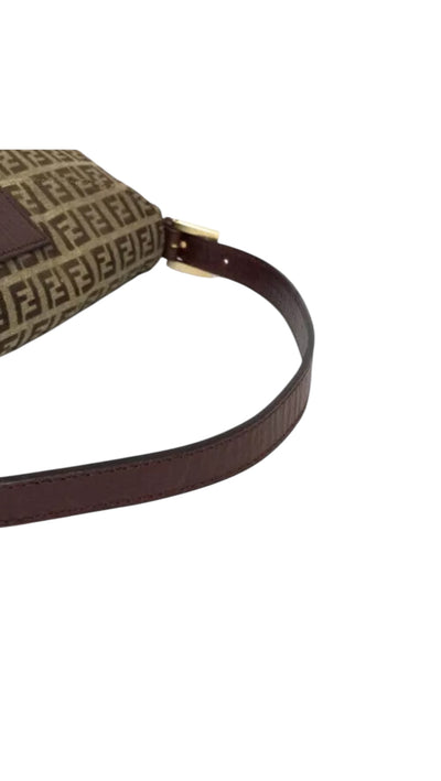 FENDI Zucchino Mamma Baguette Brown Gold Hardware