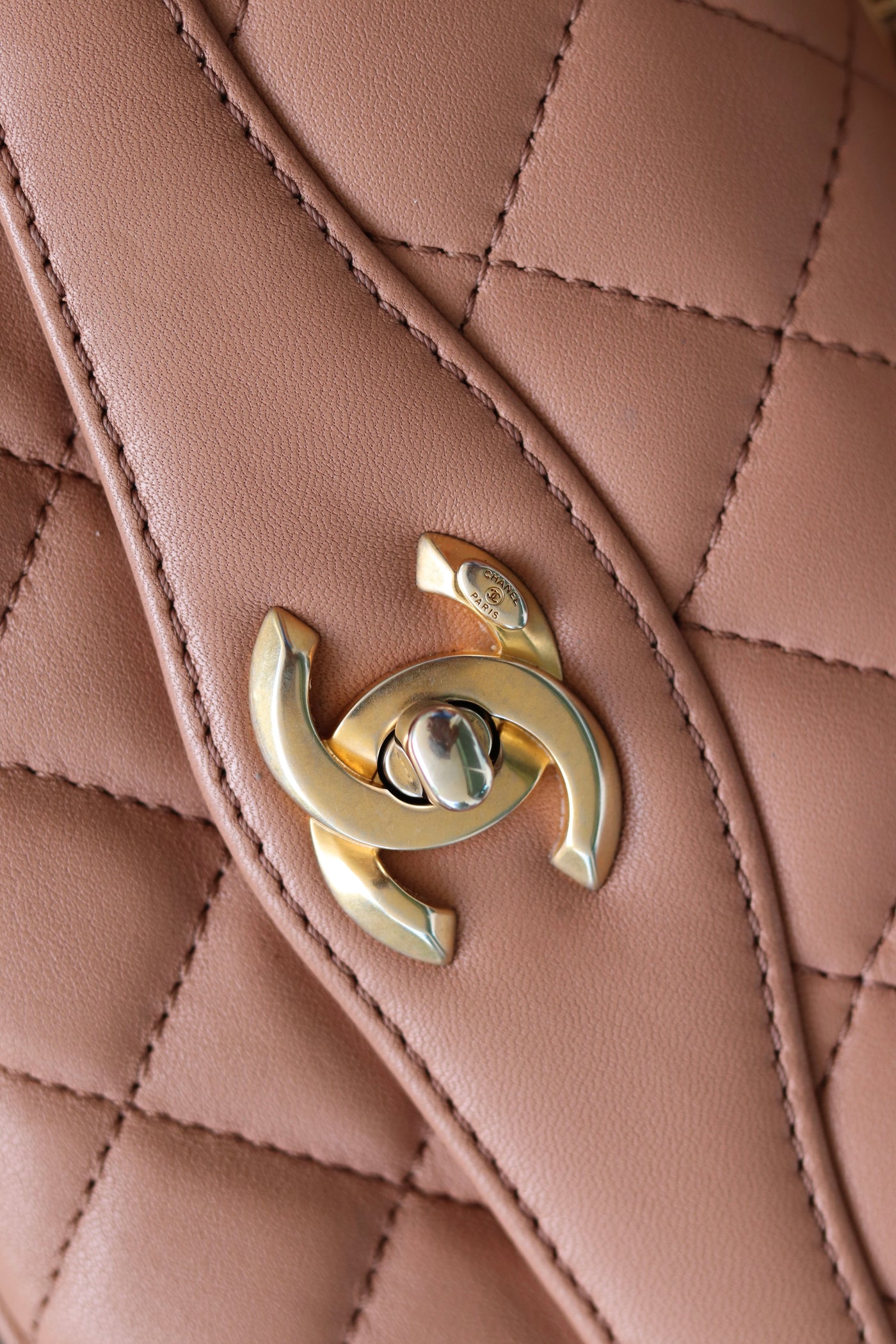Chanel Daily Companion Coco Vintage Flap Bag Quilted Lambskin Small Bi-Color Brown
