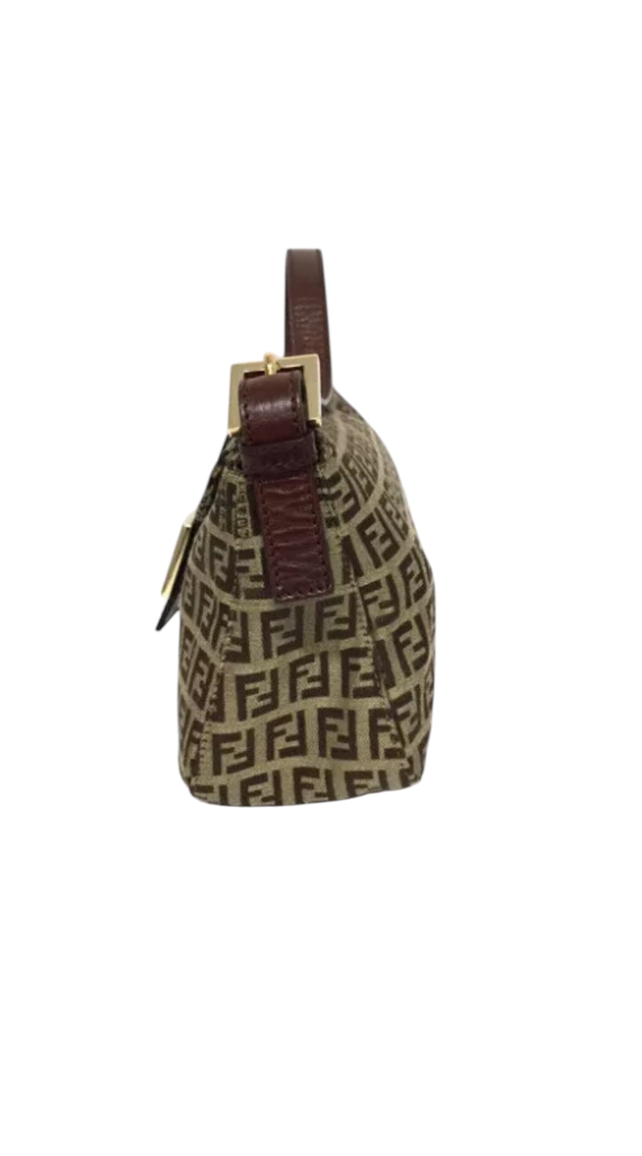 FENDI Zucchino Mamma Baguette Brown Gold Hardware