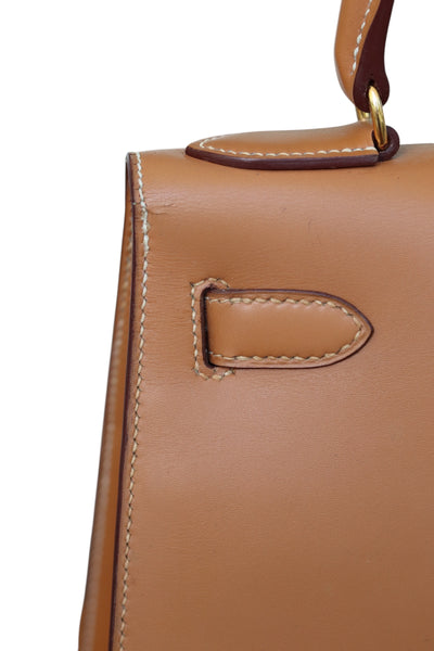 HERMES Kelly 28 SELLIER Chamonix Calf Leather Natural Gold Hardware Vintage OI Engraved