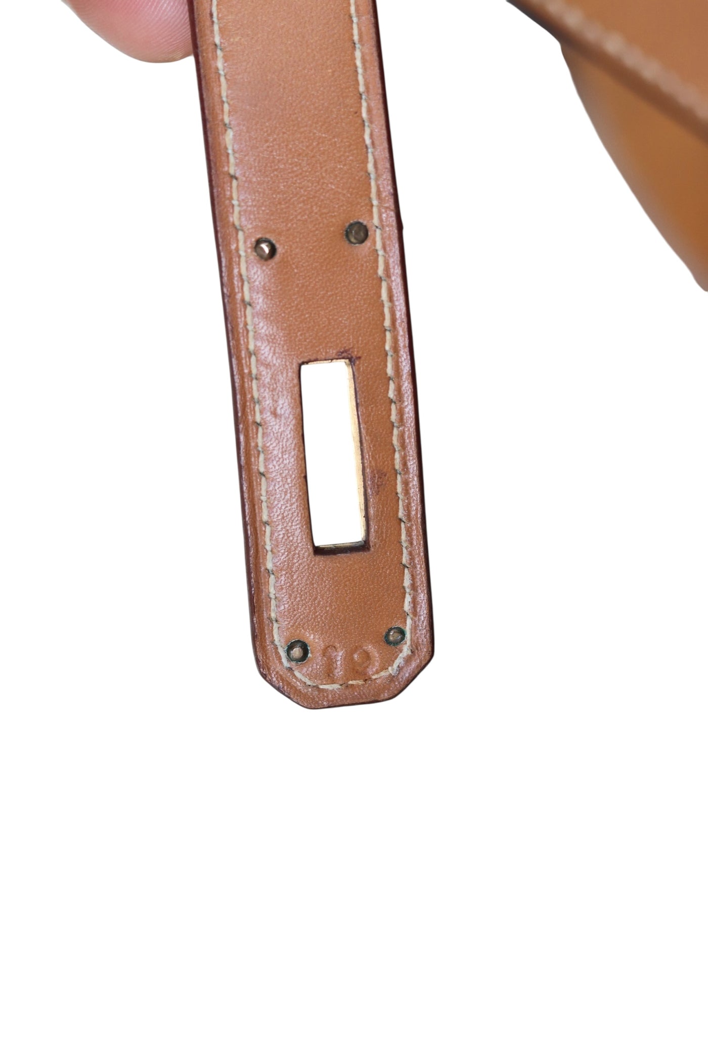 HERMES Kelly 28 SELLIER Chamonix Calf Leather Natural Gold Hardware Vintage OI Engraved
