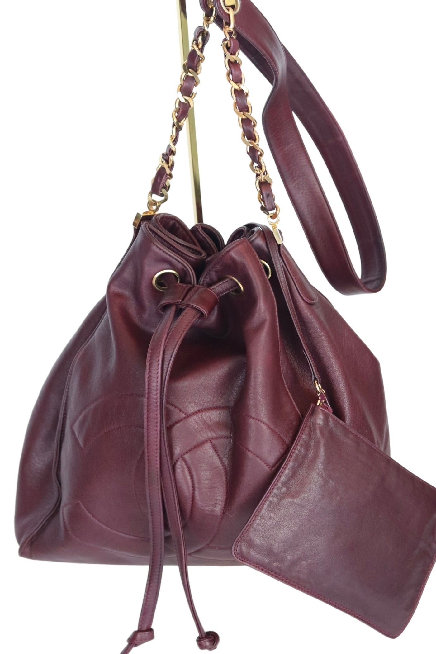 CHANEL Vintage Bucket Bag Burgundy Medium