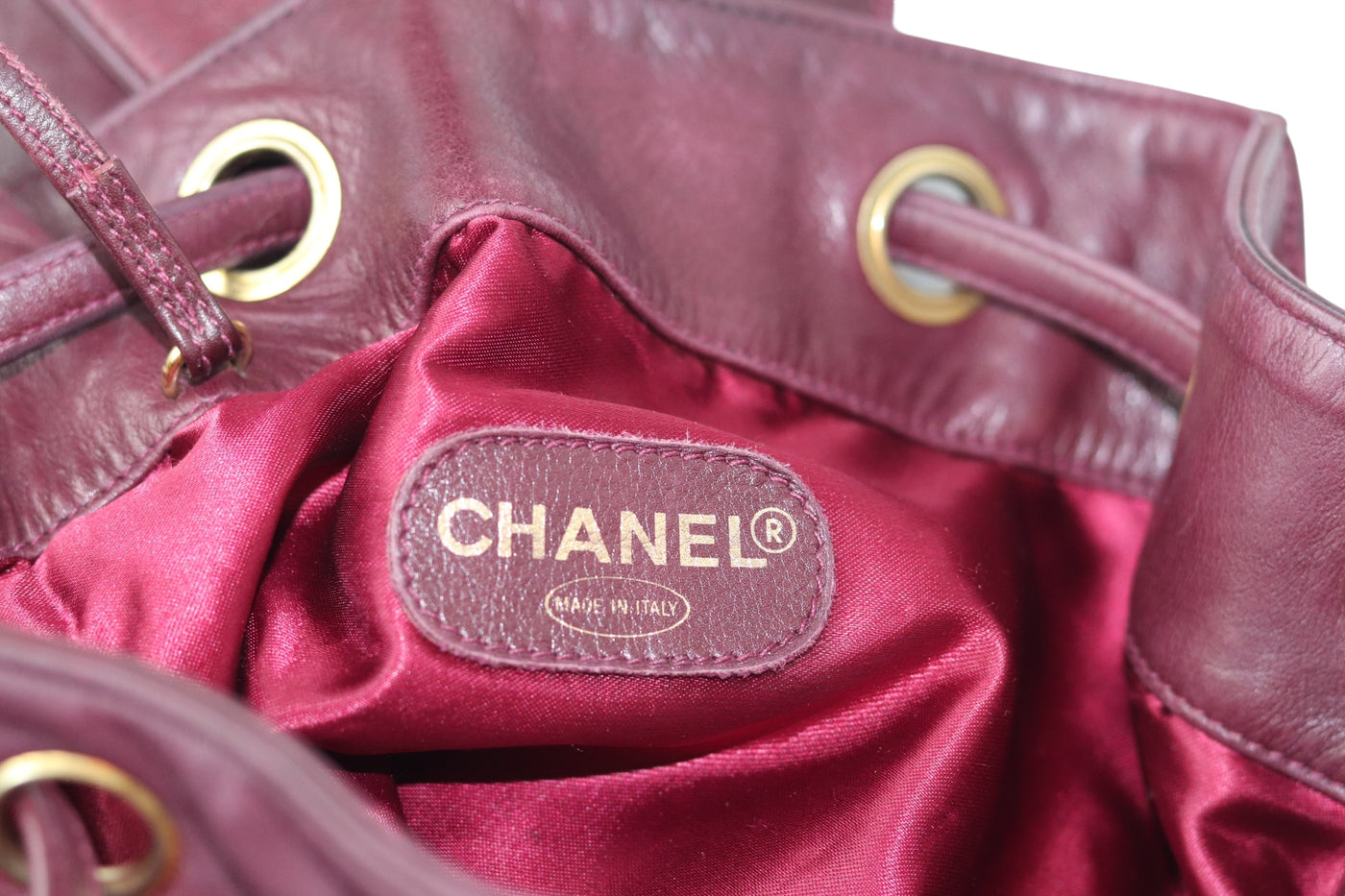 CHANEL Vintage Bucket Bag Burgundy Medium