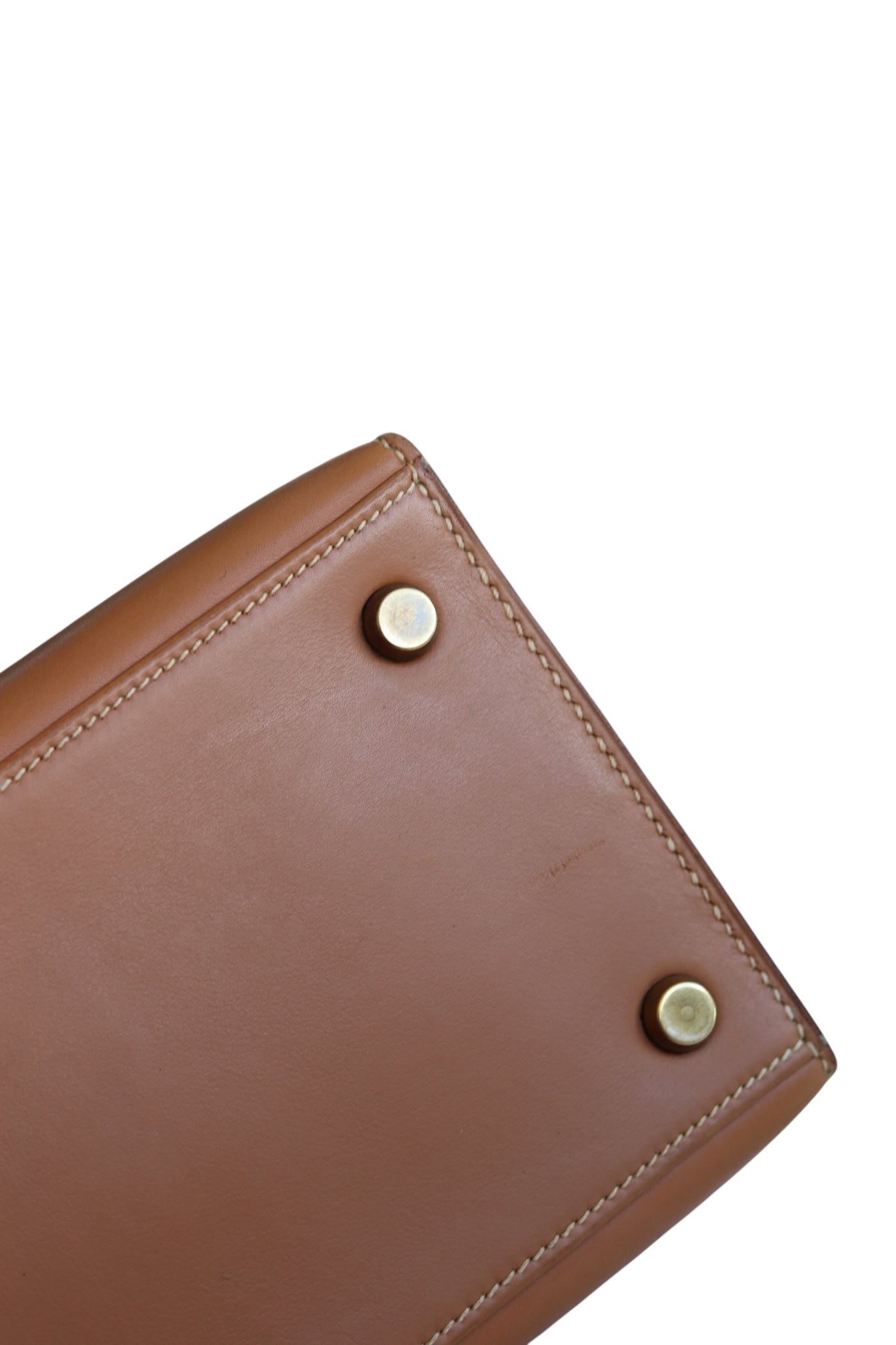HERMES Kelly 28 SELLIER Chamonix Calf Leather Natural Gold Hardware Vintage OI Engraved