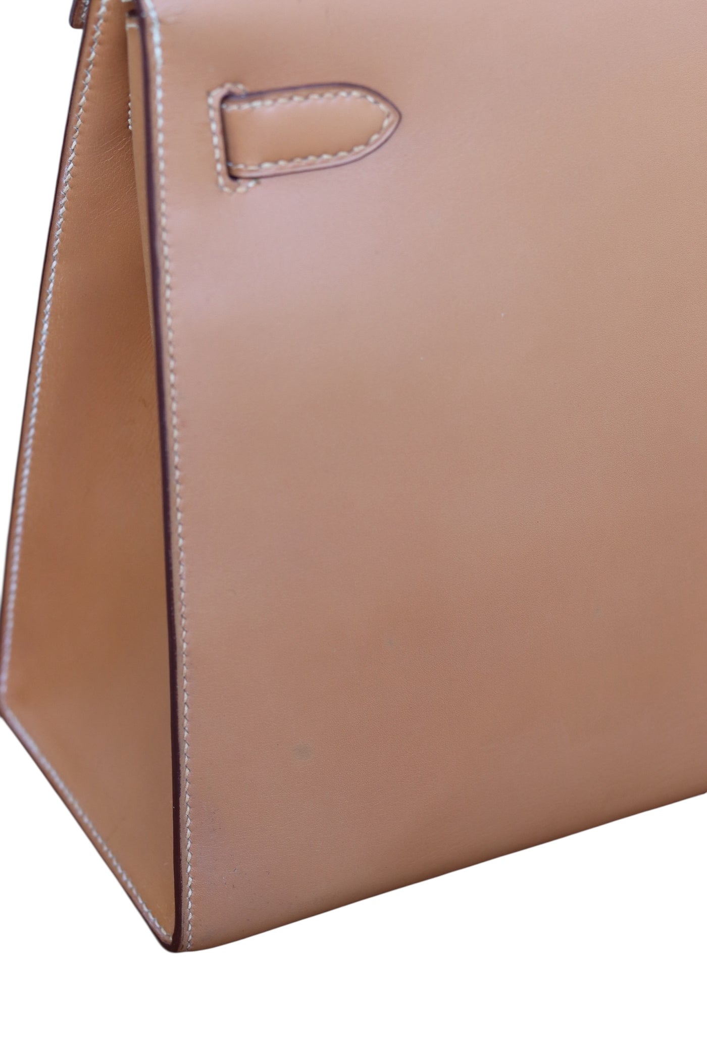 HERMES Kelly 28 SELLIER Chamonix Calf Leather Natural Gold Hardware Vintage OI Engraved