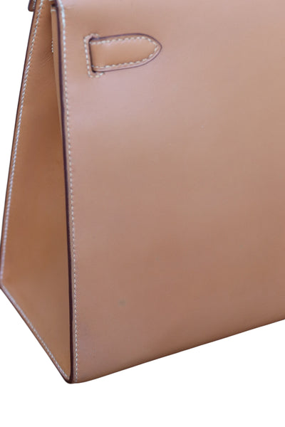 HERMES Kelly 28 SELLIER Chamonix Calf Leather Natural Gold Hardware Vintage OI Engraved