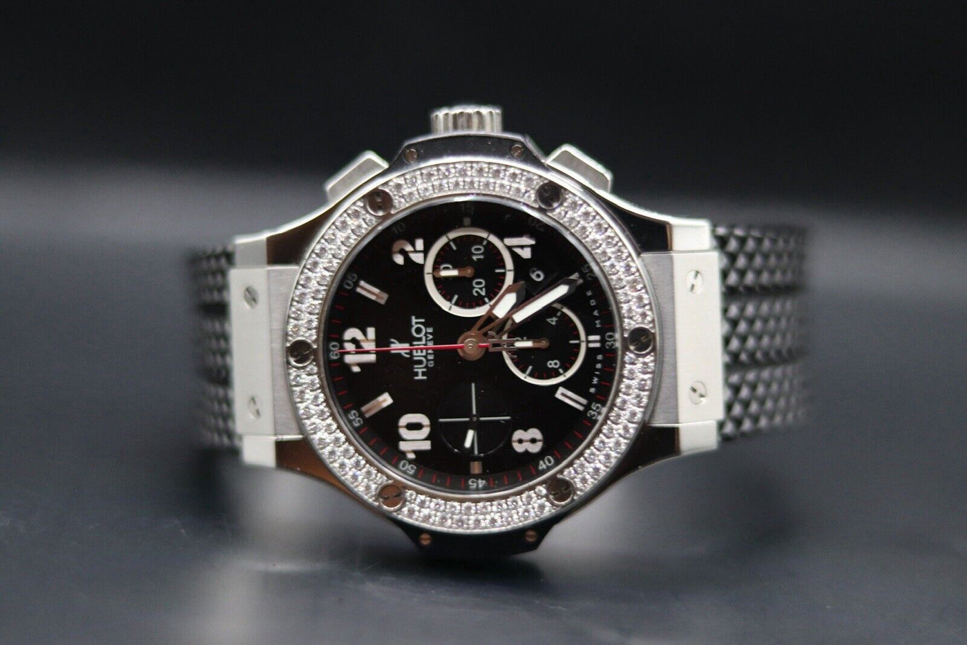 Hublot Big Bang 44mm Original Steel Diamonds  301.SX.130.RX.114 MSRP $20,100 B&P