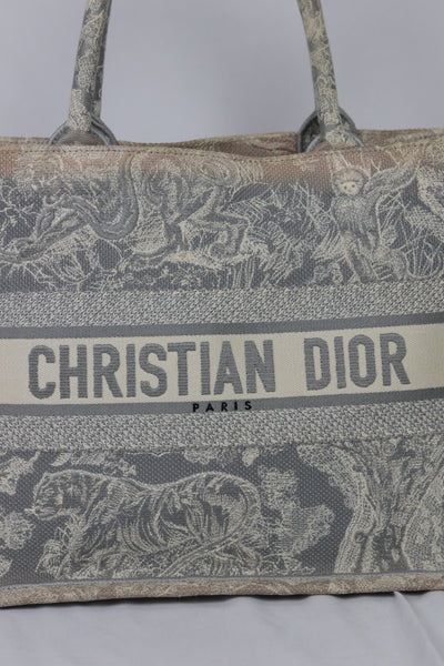 CHRISTIAN DIOR Book Tote Medium Embroidered Toile De Jouy Canvas