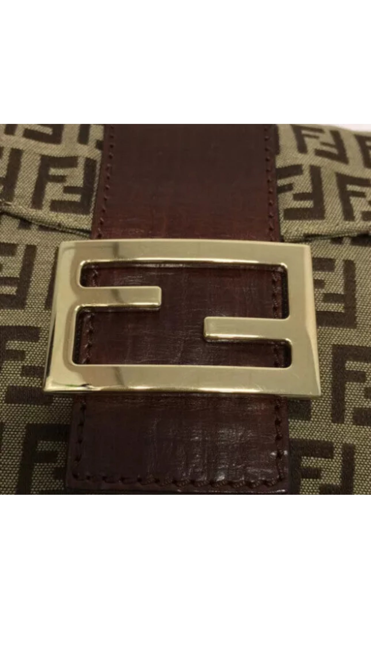 FENDI Zucchino Mamma Baguette Brown Gold Hardware