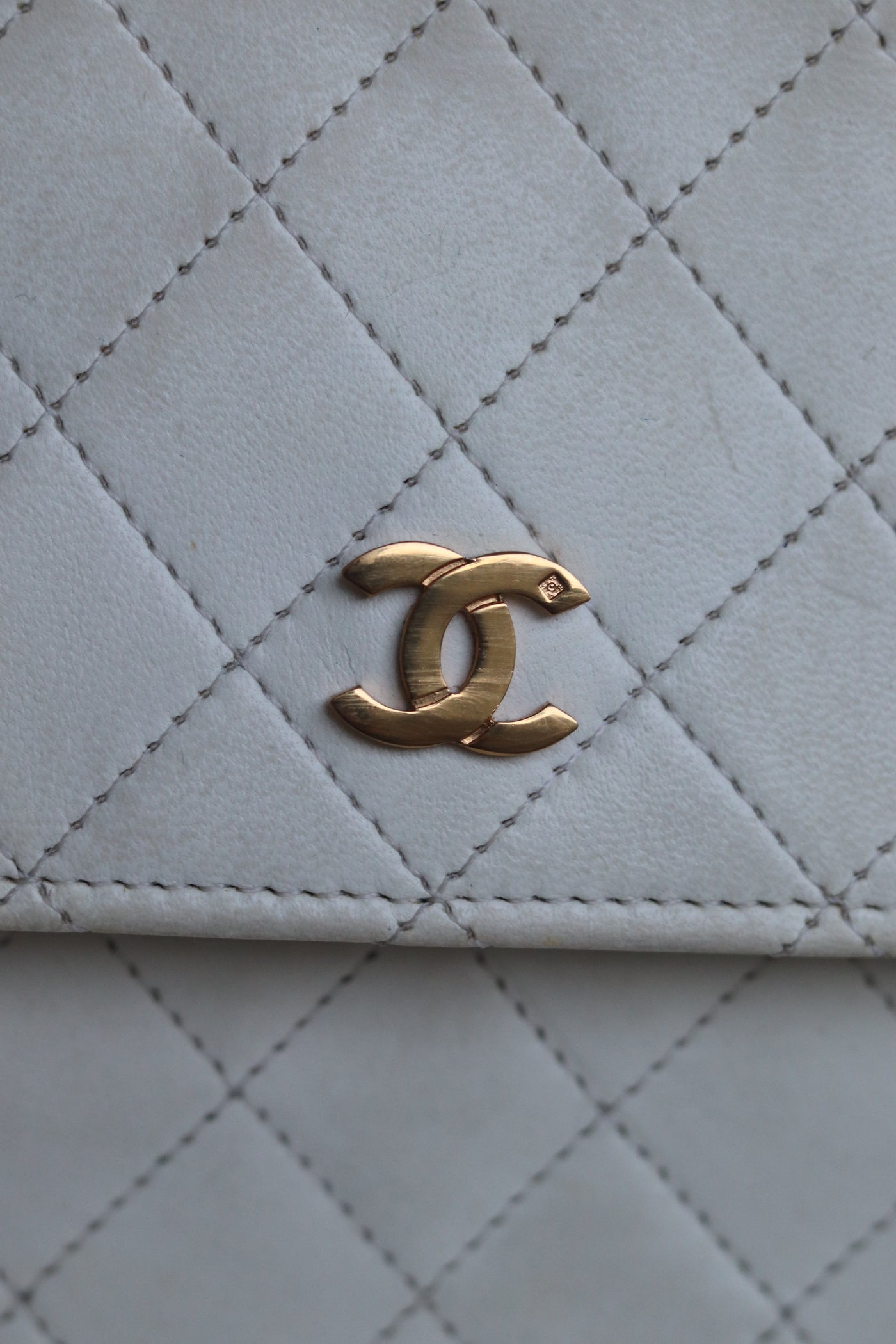 CHANEL Ultra Rare Vintage Double Turnlock Briefcase Bag Quilted Lambskin Small White