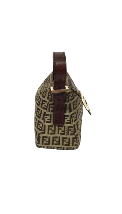 FENDI Zucchino Mamma Baguette Brown Gold Hardware