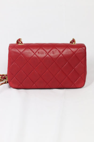 CHANEL Classic Full Flap Mini Rectangle Vintage Red