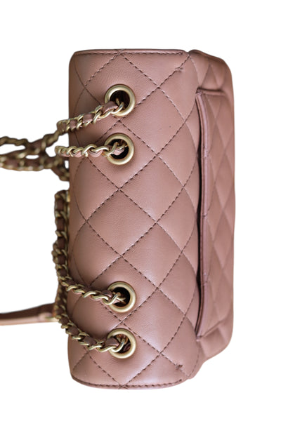 Chanel Daily Companion Coco Vintage Flap Bag Quilted Lambskin Small Bi-Color Brown