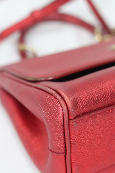 DOLCE & GABBANA Metallic Red Mini Sicily Shoulder Bag