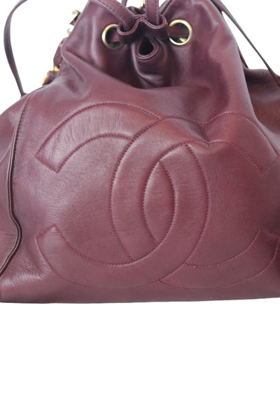 CHANEL Vintage Bucket Bag Burgundy Medium