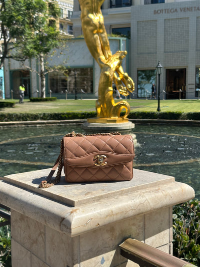 Chanel Daily Companion Coco Vintage Flap Bag Quilted Lambskin Small Bi-Color Brown