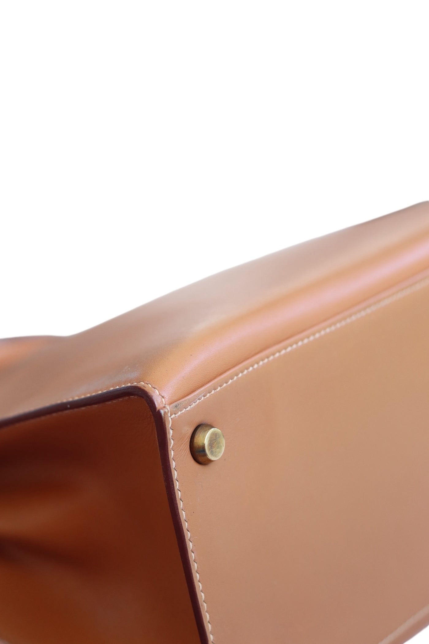 HERMES Kelly 28 SELLIER Chamonix Calf Leather Natural Gold Hardware Vintage OI Engraved