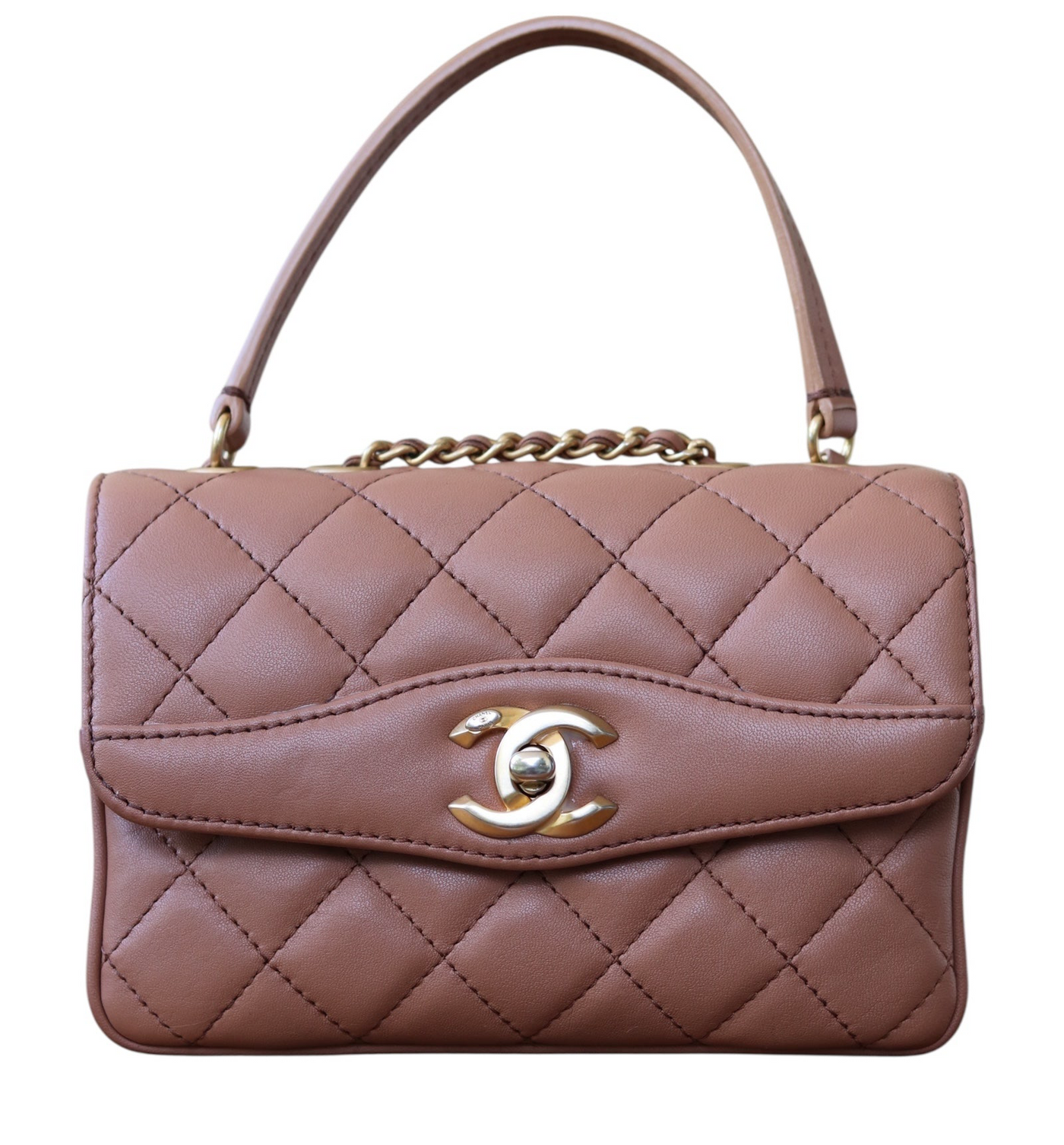 Chanel Daily Companion Coco Vintage Flap Bag Quilted Lambskin Small Bi-Color Brown