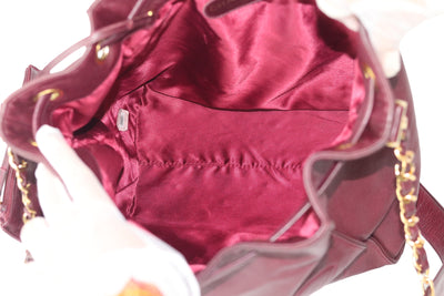 CHANEL Vintage Bucket Bag Burgundy Medium