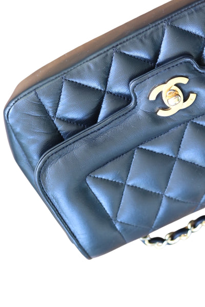 CHANEL Classic Diana Vintage Flap Bag Quilted Lambskin Small Black