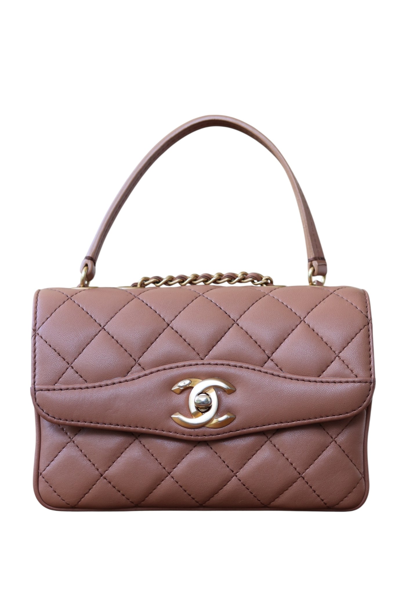 Chanel Daily Companion Coco Vintage Flap Bag Quilted Lambskin Small Bi-Color Brown