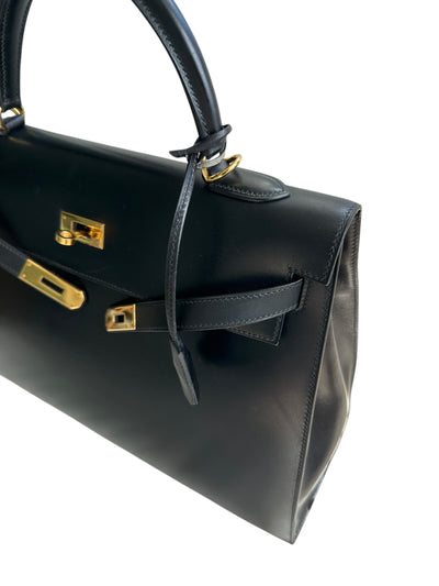 Hermes Kelly 35 Noir(Black) Box Calf with Gold Hardware Sellier 2001