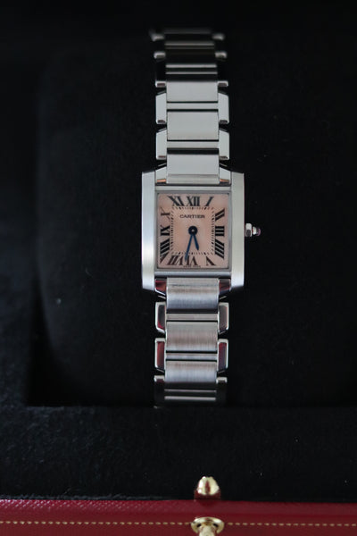 Cartier Ladies Tank Francaise Quartz Watch Pink Dial