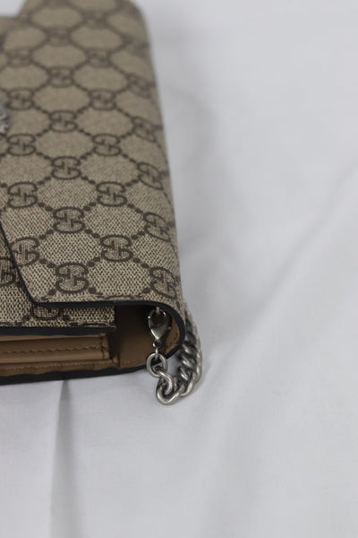 GUCCI GG Supreme Monogram Small Dionysus Chain Wallet Beige Taupe