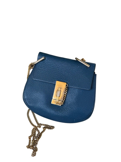 Chloe Blue Leather Small Drew Shoulder Bag