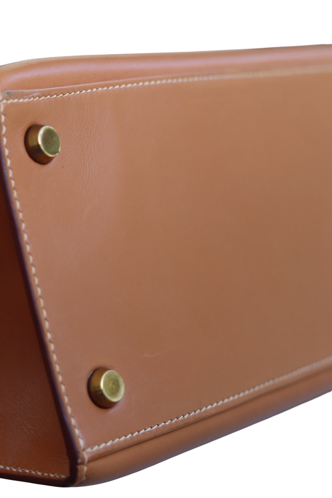 HERMES Kelly 28 SELLIER Chamonix Calf Leather Natural Gold Hardware Vintage OI Engraved