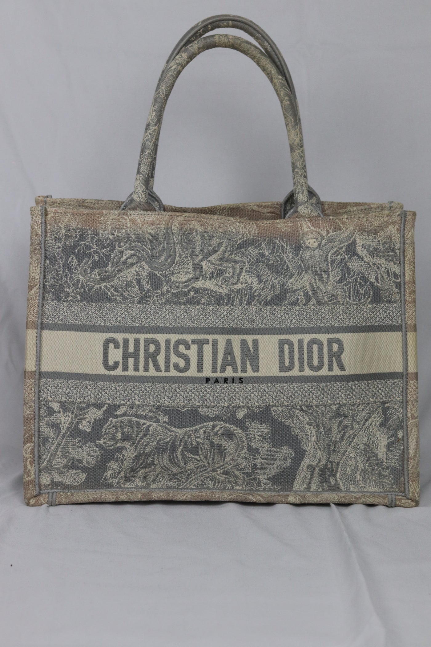 CHRISTIAN DIOR Book Tote Medium Embroidered Toile De Jouy Canvas