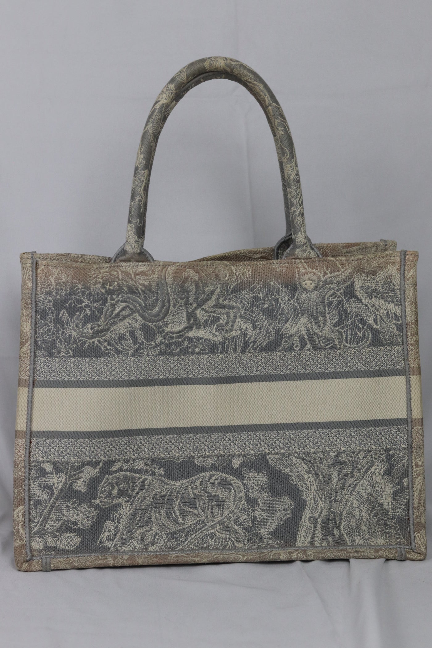 CHRISTIAN DIOR Book Tote Medium Embroidered Toile De Jouy Canvas