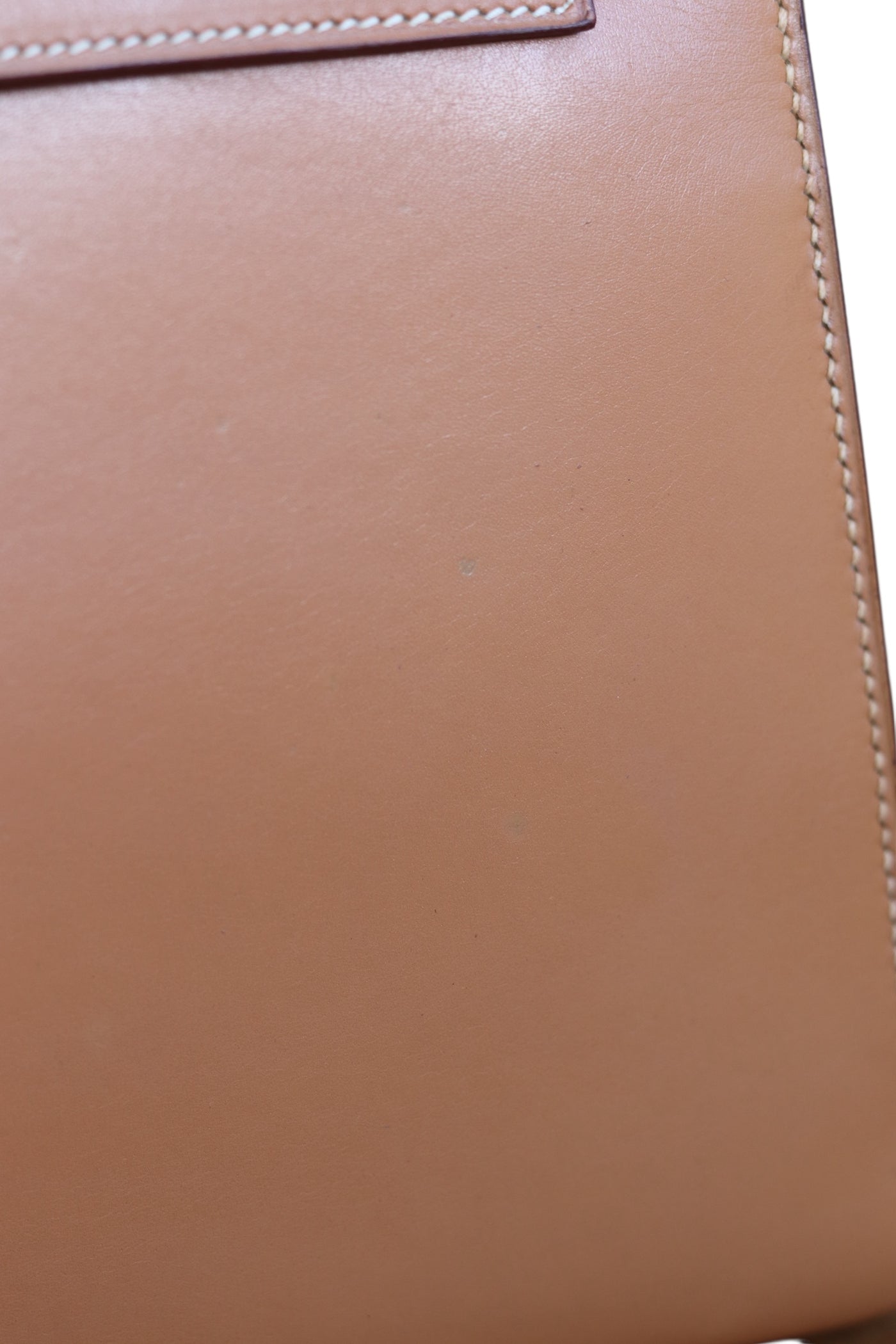 HERMES Kelly 28 SELLIER Chamonix Calf Leather Natural Gold Hardware Vintage OI Engraved