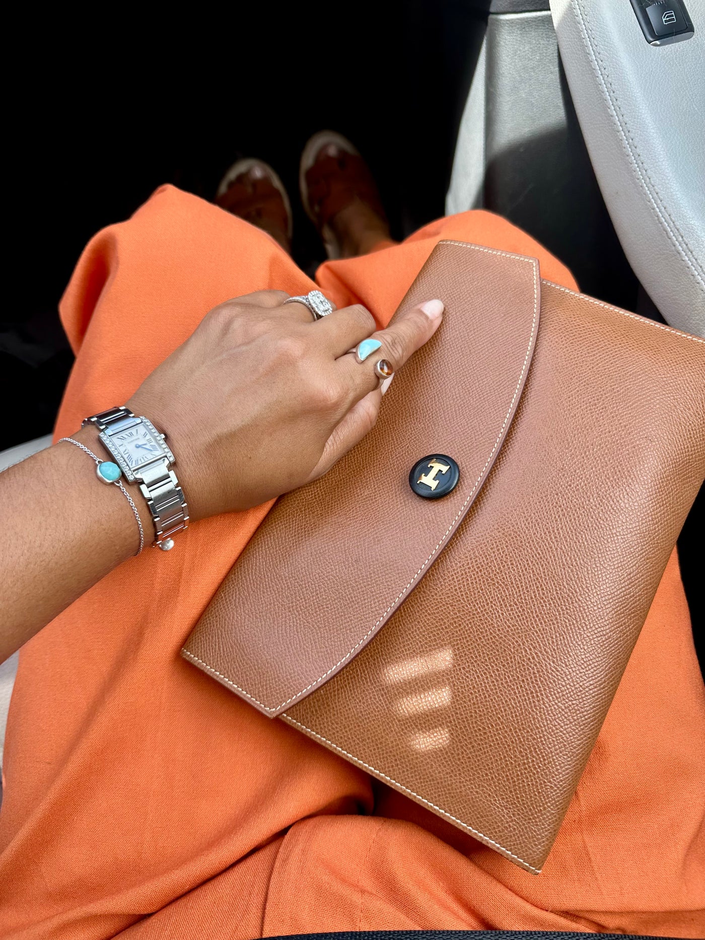 HERMES Courchevel Rio Clutch Gold