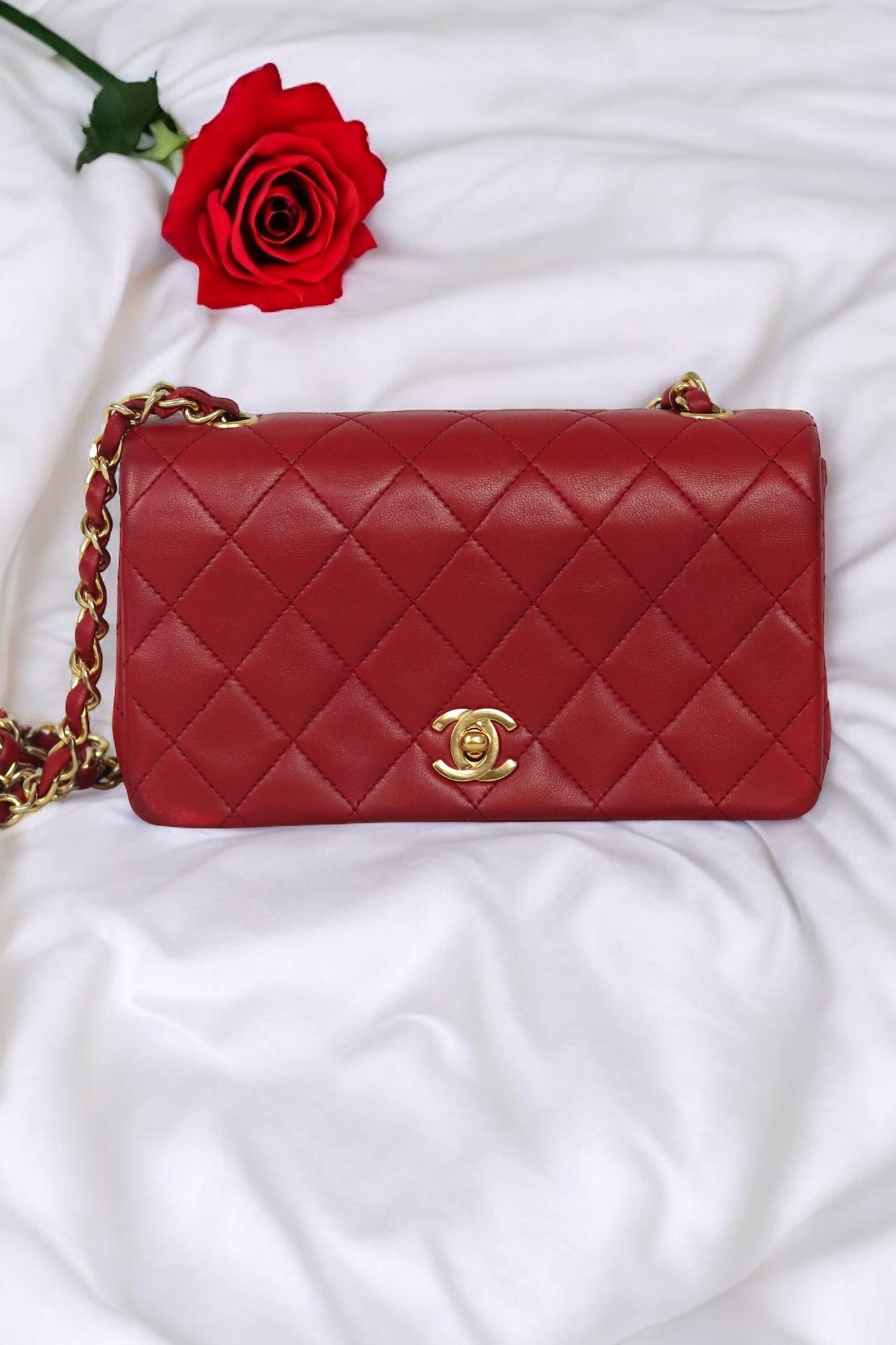 CHANEL Classic Full Flap Mini Rectangle Vintage Red