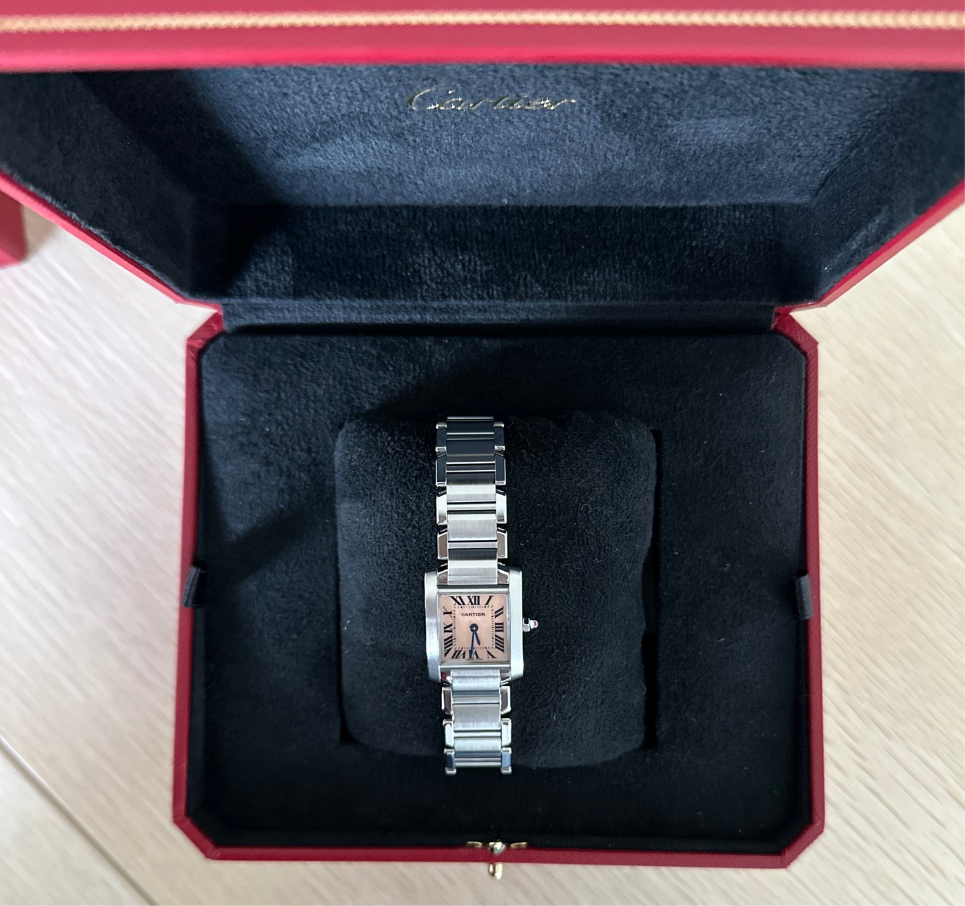 Cartier Ladies Tank Francaise Quartz Watch Pink Dial