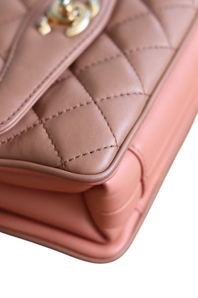Chanel Daily Companion Coco Vintage Flap Bag Quilted Lambskin Small Bi-Color Brown