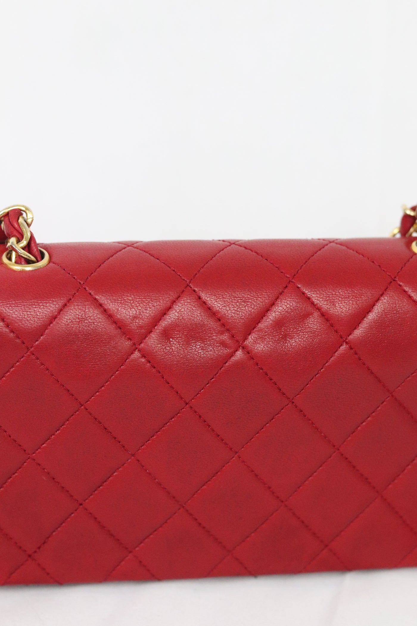 CHANEL Classic Full Flap Mini Rectangle Vintage Red