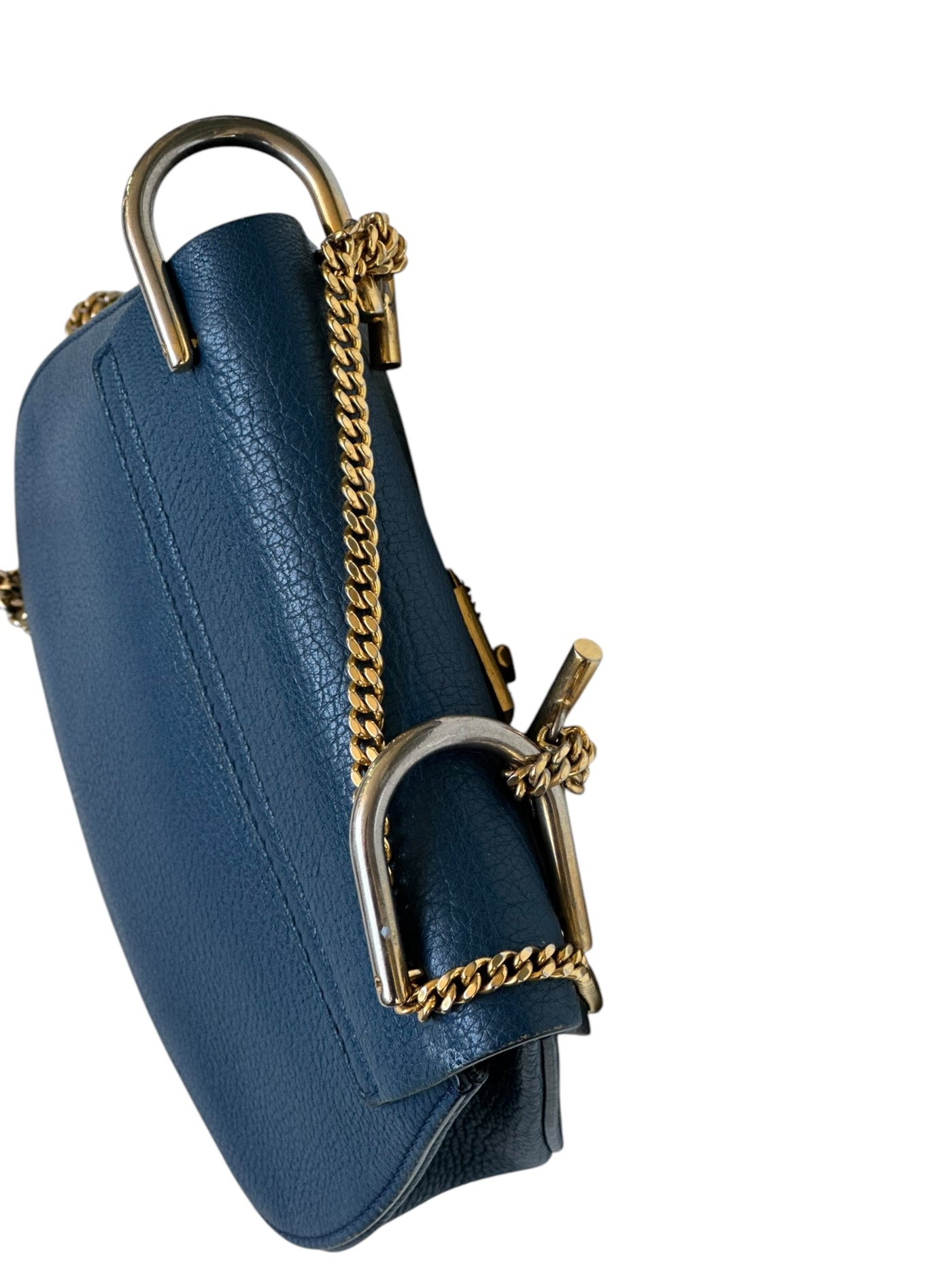 Chloe Blue Leather Small Drew Shoulder Bag