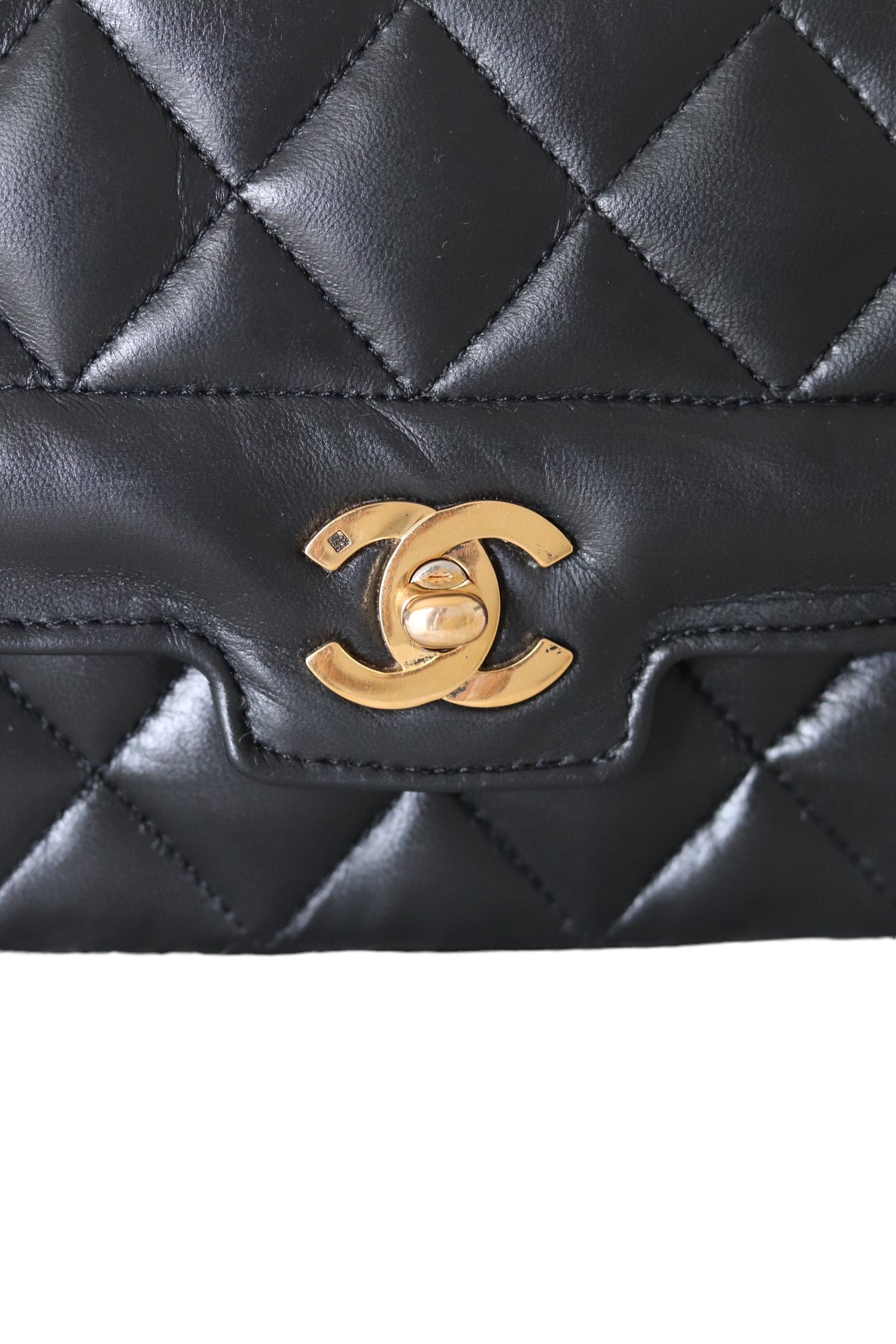 CHANEL Classic Diana Vintage Flap Bag Quilted Lambskin Small Black