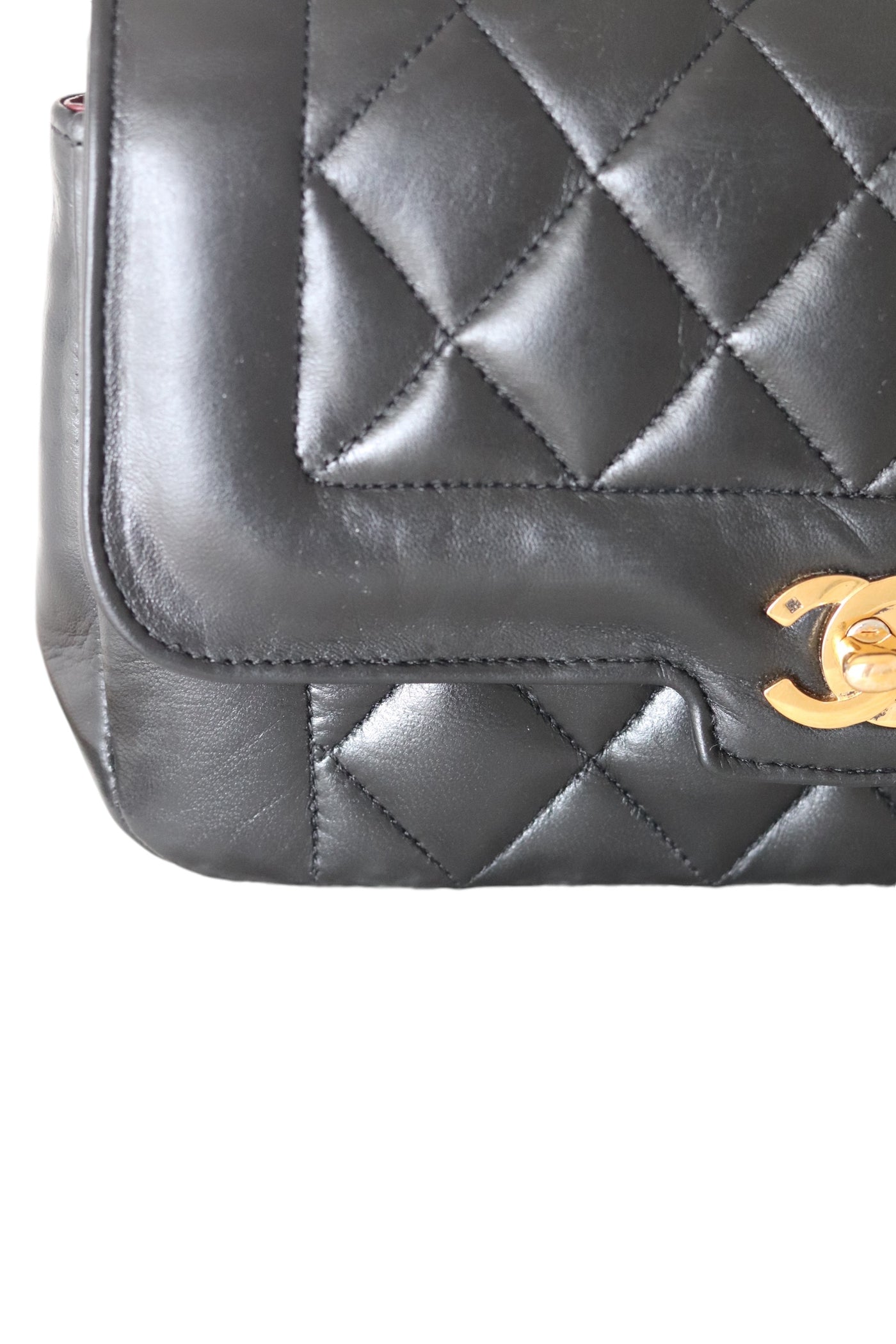 CHANEL Classic Diana Vintage Flap Bag Quilted Lambskin Small Black