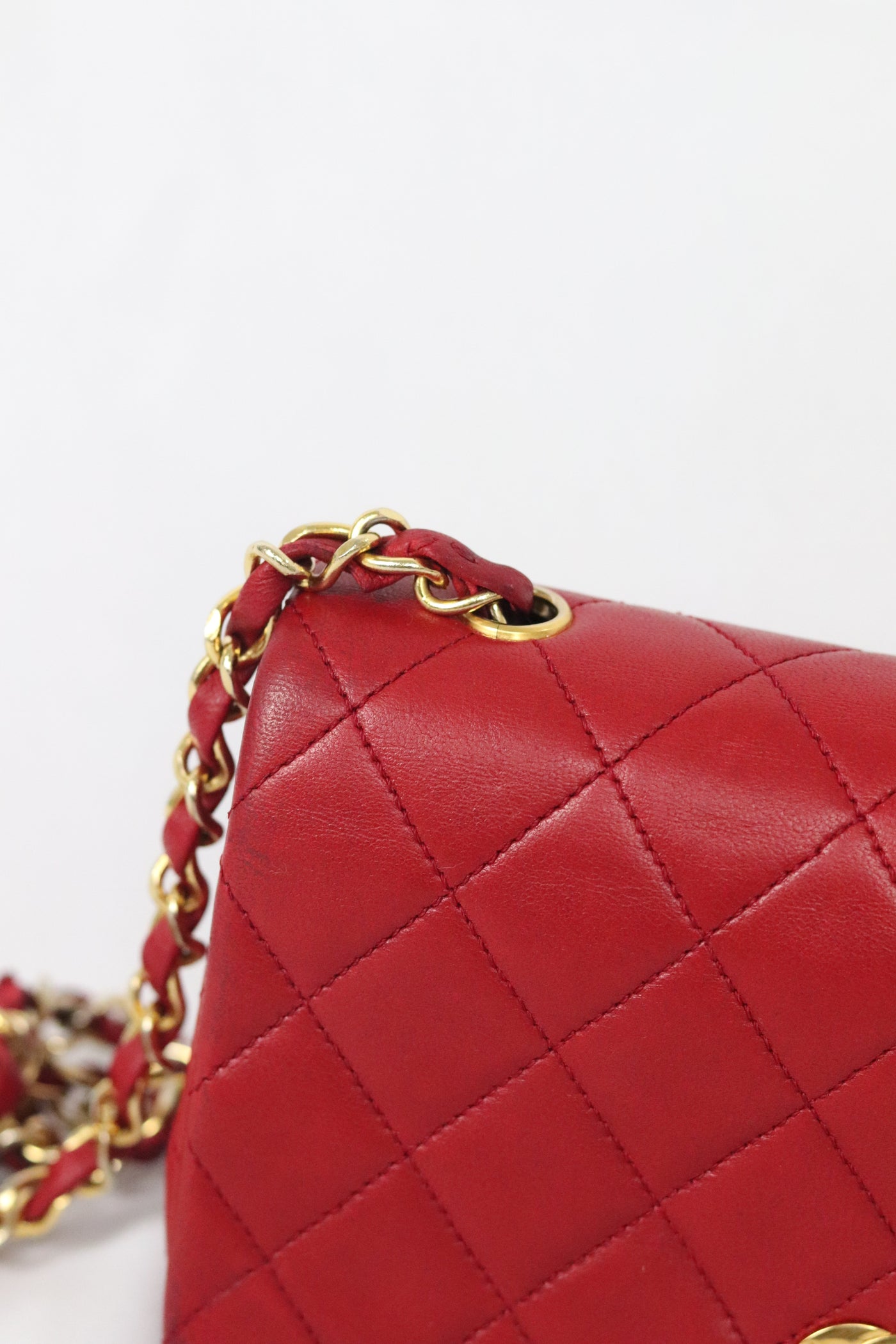 CHANEL Classic Full Flap Mini Rectangle Vintage Red