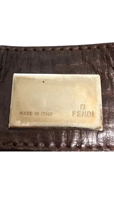 FENDI Zucchino Mamma Baguette Brown Gold Hardware