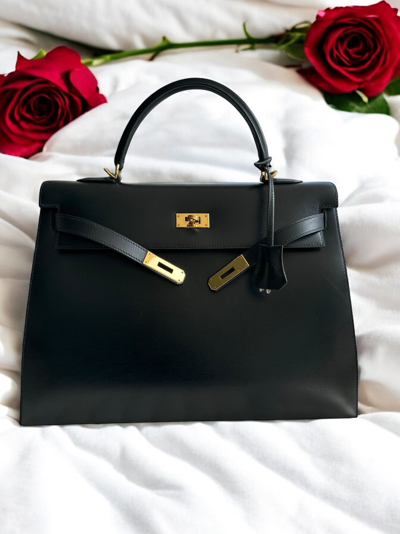 Hermes Kelly 35 Noir(Black) Box Calf with Gold Hardware Sellier 2001