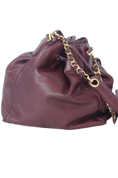 CHANEL Vintage Bucket Bag Burgundy Medium