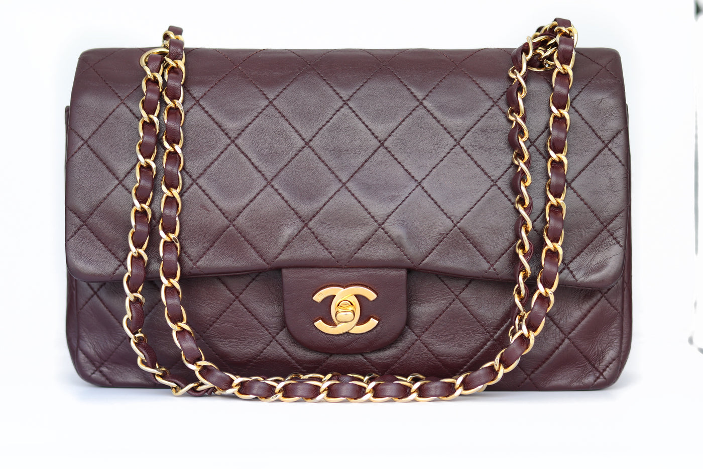 CHANEL 1990 Vintage Classic Double Flap Bag Quilted Lambskin