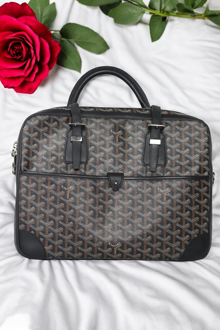 GOYARD Goyardine Ambassade Briefcase PM Black – Lusso e Rosas