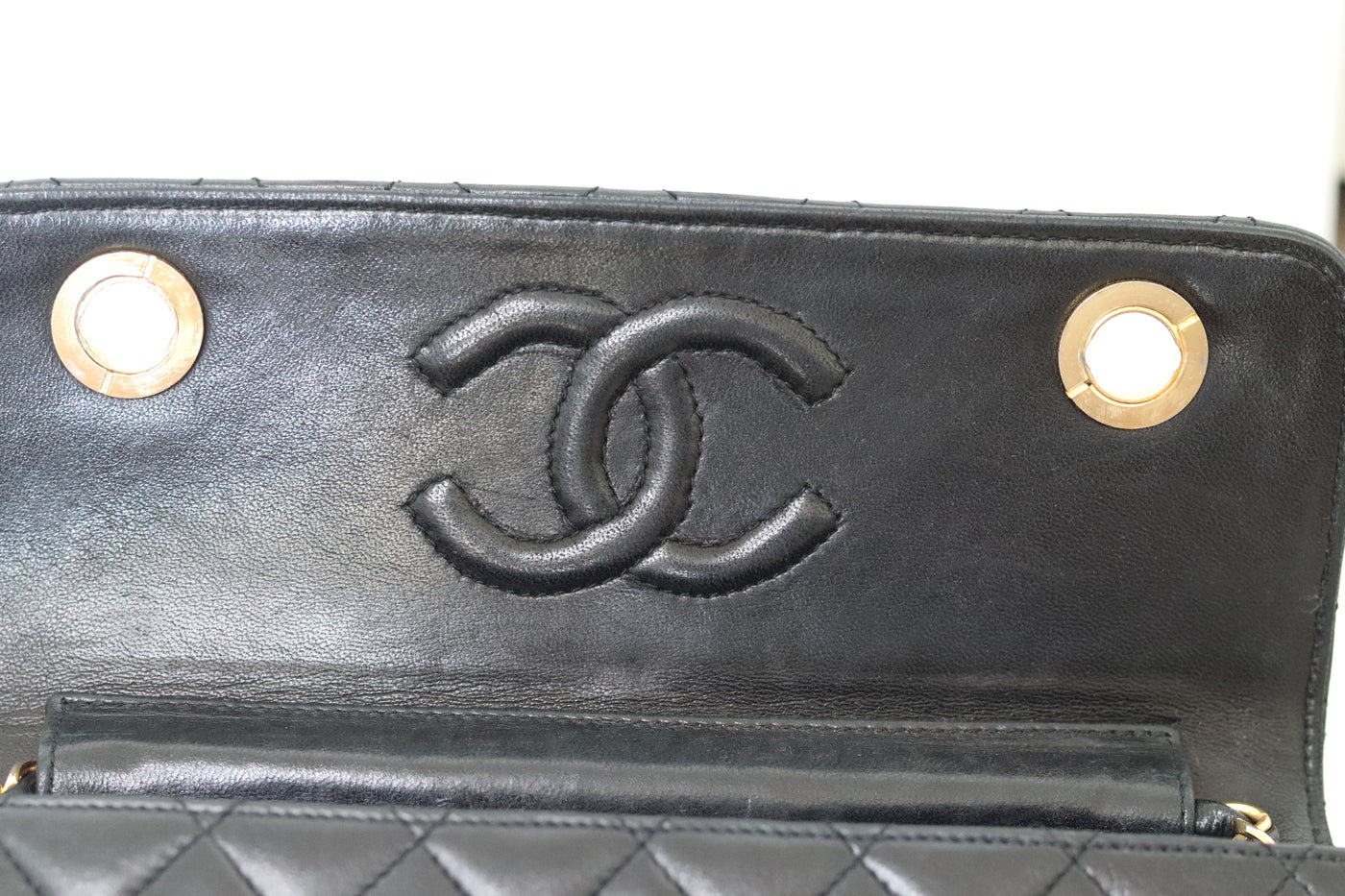 CHANEL Chanel Rare Vintage Double Turnlock Briefcase Bag Quilted Lambskin Small