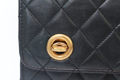 CHANEL Chanel Rare Vintage Double Turnlock Briefcase Bag Quilted Lambskin Small